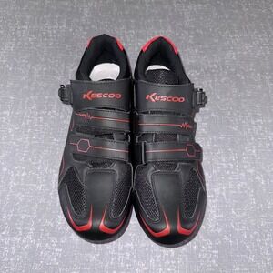 Kescoo Mens Cycling Shoes Size 46 Black Red Road Indoor Spin Bike Cleats 3-Bolt
